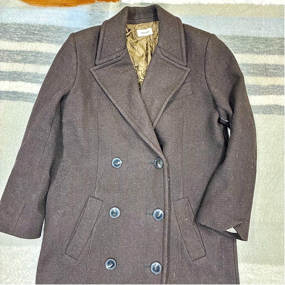 Zadig & Voltaire Mulan wool coat in the brown herringbone pattern